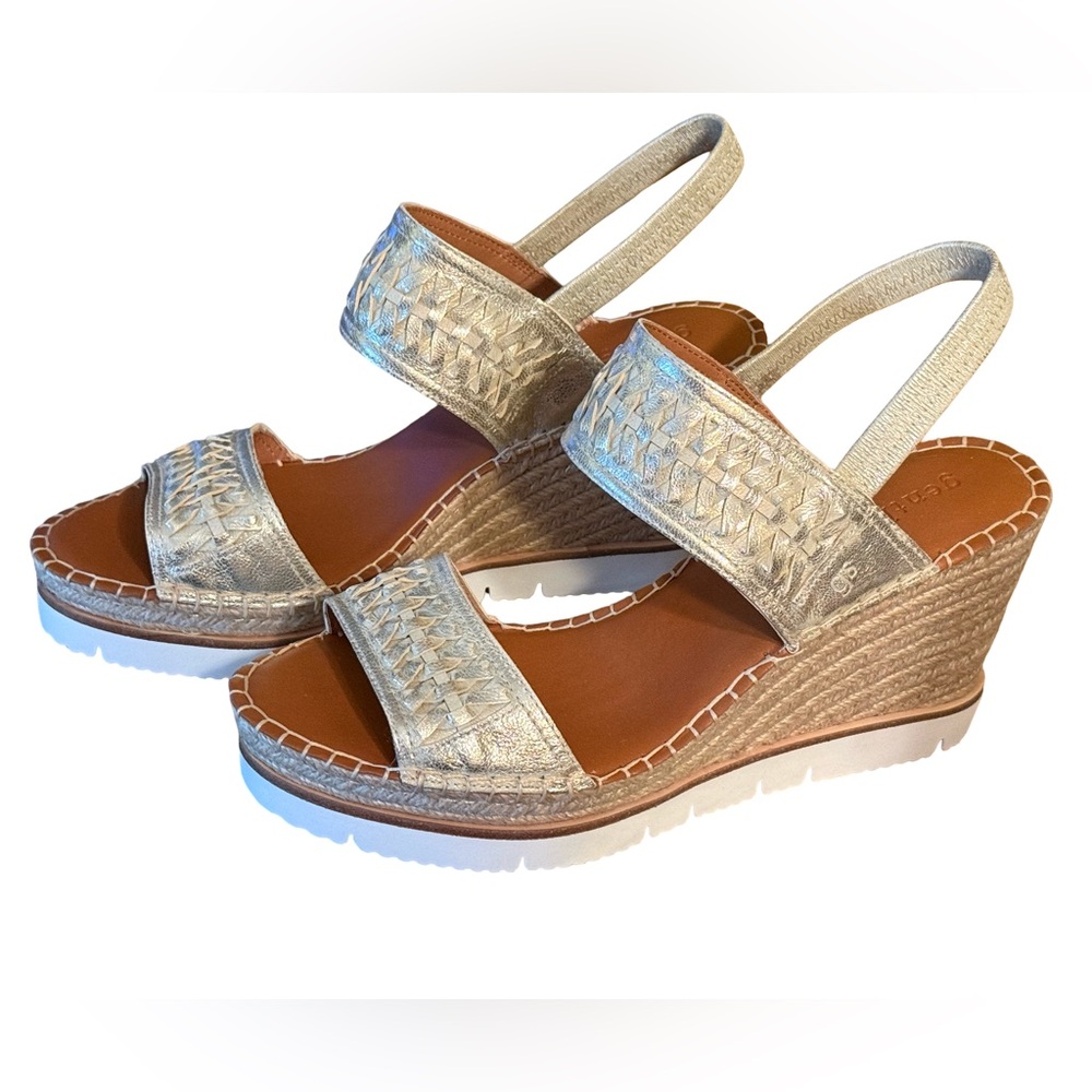 Kenneth Cole Gentle Souls MWT Sz 11 Silver Woven Leather Wedge Sandals (SH164) - Picture 4 of 9